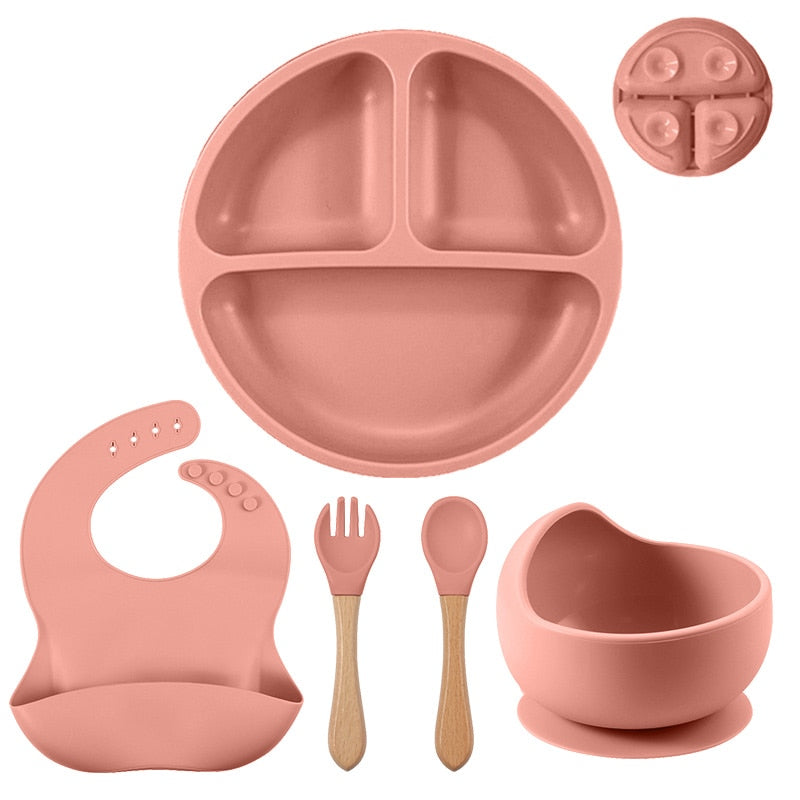 3/4/5/6Pcs Silicone Baby Feeding Set
