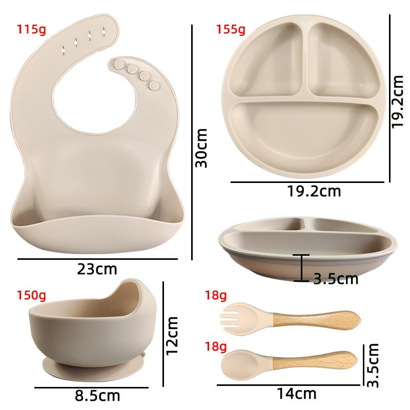 3/4/5/6Pcs Silicone Baby Feeding Set
