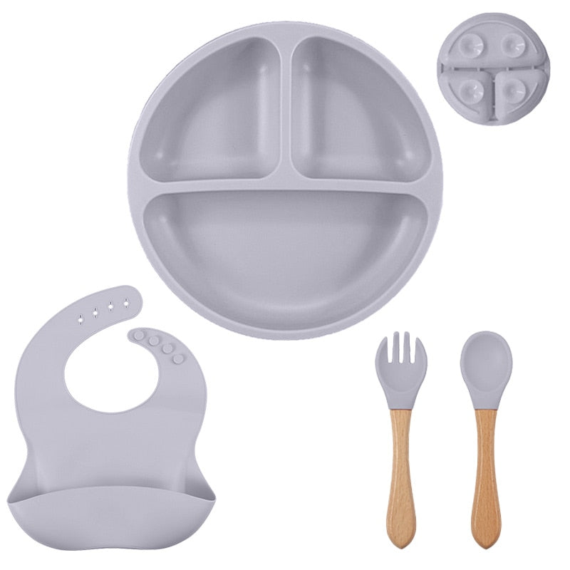 3/4/5/6Pcs Silicone Baby Feeding Set