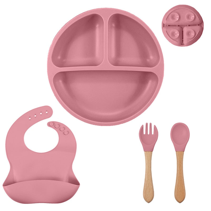 3/4/5/6Pcs Silicone Baby Feeding Set