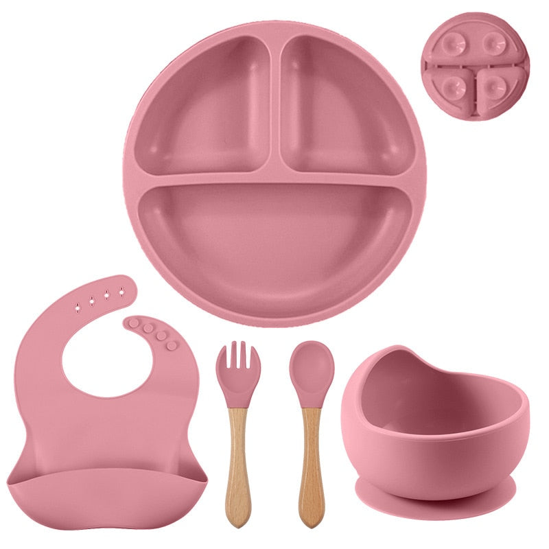 3/4/5/6Pcs Silicone Baby Feeding Set