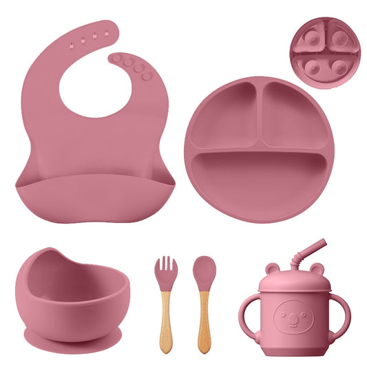 3/4/5/6Pcs Silicone Baby Feeding Set
